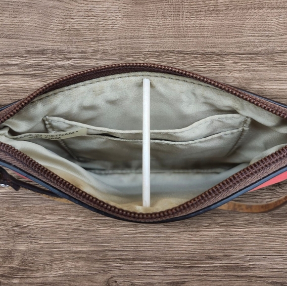 Coach Striped Wristlet In Bright Pink, Orange, and Red - Picture 3 of 7